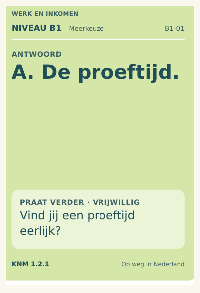 Echte achterkant met antwoord van vraagkaart B1-01